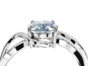 Oval Bypass Solitaire Engagement Ring Setting for a Fancy Blue Lab-Grown Diamond | Pavé Strands | Sterling Silver