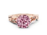 Round Vine Engagement Ring Setting for a Fancy Pink Lab-Grown Diamond | Rose Gold