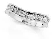Round Diamond Contour Wedding Band Set in Silver with Milgrain Pavé Setting
