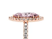 Marquise Pave Halo Engagement Ring Setting for a Fancy Pink Lab-Grown Diamond | Pave Band | Rose Gold
