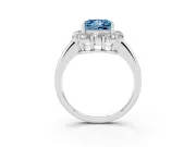 Princess Cut Graduated Milgrain Halo Engagement Ring Setting for a Fancy Blue Lab-Grown Diamond | Sterling Silver