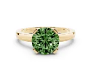 Fancy Green Round Cut Diamond Solitaire Ring Set in Yellow gold with Prong Head and Smooth Polished Band