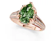 Pear-Shaped Hidden Halo Engagement Ring Setting for a Fancy Green Lab-Grown Diamond | Triple Row Pavé Band | Rose Gold