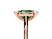 Round Halo Engagement Ring Setting for a Fancy Green Lab-Grown Diamond | Claw Corners | Rose Gold