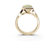 Princess Cut Halo Pavé Engagement Ring Setting for a Fancy Yellow Lab-Grown Diamond | Narrow Split Shank | Yellow Gold