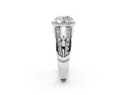 Round Halo Engagement Ring Setting | Two-Row Pave Split Shank | Sterling Silver