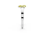 Fancy Yellow Pear Cut Diamond Solitaire Engagement Ring Set in Silver with Prong Setting and Tapered Band