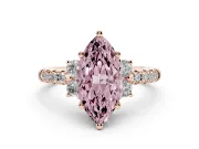 Marquise Side Stone Pave Engagement Ring Setting for a Fancy Pink Lab-Grown Diamond | Paired Round Accents | Rose Gold