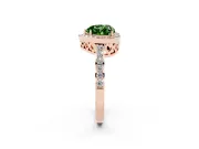 Fancy Green Heart Cut Diamond Halo Ring Set in Rose gold with Pavé-Setting Band and Open Prong Center