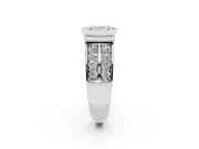 Emerald Cut Half Bezel Engagement Ring Setting | Double Row Channel Band | Sterling Silver
