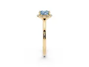 Oval Halo Engagement Ring Setting for a Fancy Blue Lab-Grown Diamond | Plain Polished Band | Yellow Gold