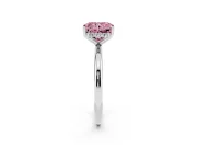 Fancy Pink Radiant Cut Diamond Solitaire Engagement Ring Set in Silver with Prong Setting and Polished Band