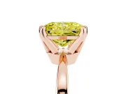 Fancy Yellow Radiant Cut Diamond Solitaire Engagement Ring Set in Rose gold with Slim Tapered Solitaire Band