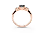 Cushion Cut Vintage Cluster Engagement Ring Setting for a Black Center | Beaded Edges | Rose Gold