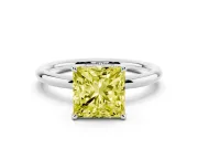 Princess Cut Hidden Halo Ring Setting for a Fancy Yellow Lab-Grown Diamond | White Gold