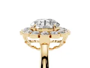 Round Scalloped Cluster Halo Engagement Ring Setting | Plain Band | Yellow Gold