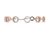 Round Lab-Grown Diamond Pavé Circle Link Tennis Bracelet | Stone Bar Links | Rose Gold