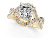 Princess Cut Infinity Twist Pavé Engagement Ring Setting | Crossover Ribbons | Yellow Gold