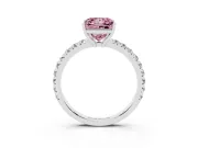 Princess Cut Pave Engagement Ring Setting for a Fancy Pink Lab-Grown Diamond | Shared Prong Band | Platinum