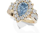 Pear-Shaped Halo Engagement Ring Setting for a Fancy Blue Lab-Grown Diamond | Graduated Channel Band | Yellow Gold