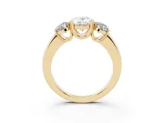 Oval Cut Diamond Three-Stone Ring Set in Yellow gold with Polished Band and Prong Setting