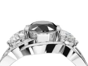Oval Three Stone Engagement Ring Setting for a Black Center | White Gold