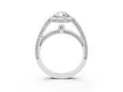 Pear Cut Diamond Halo Pavé Split Shank Ring Set in Platinum with Prong Setting