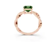 Fancy Green Asscher Cut Diamond Solitaire Twisted Pavé Ring Set in Rose gold with Prong Setting