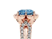 Radiant Cut Floral Halo Engagement Ring Setting for a Fancy Blue Lab-Grown Diamond | Pavé Split Shank | Rose Gold