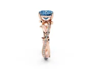 Fancy Blue Radiant Cut Diamond Pavé Twist Band Solitaire Ring Set in Rose gold with Prong Setting