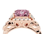 Princess Cut Filigree Halo Engagement Ring Setting for a Fancy Pink Lab-Grown Diamond | Rose Gold
