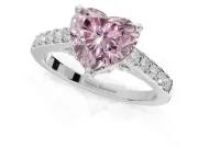 Heart-Shaped Pavé Solitaire Engagement Ring Setting for a Fancy Pink Lab-Grown Diamond | Crossover Gallery | Platinum