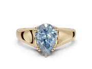 Pear-Shaped Double Claw Solitaire Engagement Ring Setting for a Fancy Blue Lab-Grown Diamond | Yellow Gold