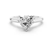 Heart-Shaped Cathedral Solitaire Engagement Ring Setting | Plain Band | White Gold