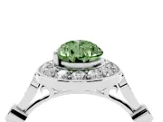 Fancy Green Pear Cut Diamond Halo Engagement Ring Set in Silver with Twisted Band and Prong Setting