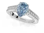 Pear-Shaped Vintage Engagement Ring Setting for a Fancy Blue Lab-Grown Diamond | White Gold - Design NV-24644