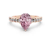 Pear-Shaped Pavé Solitaire Engagement Ring Setting for a Fancy Pink Lab-Grown Diamond | Rose Gold