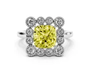 Cushion Cut Halo Engagement Ring Setting for a Fancy Yellow Lab-Grown Diamond | Sterling Silver - Design NV-24775