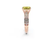 Emerald Cut Three Row Pave Engagement Ring Setting for a Fancy Yellow Lab-Grown Diamond | Rose Gold