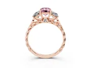 Emerald Cut Three Stone Engagement Ring Setting for a Fancy Pink Lab-Grown Diamond | Braided Band | Rose Gold