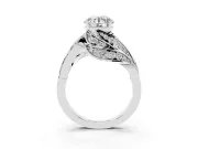 Round Bypass Hidden Halo Engagement Ring Setting | Graduated Pavé | White Gold