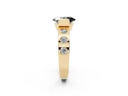 Oval Tension Style Engagement Ring Setting for a Black Center | Flush Set Accents | Yellow Gold