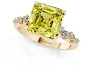 Asscher Cut Graduated Engagement Ring Setting for a Fancy Yellow Lab-Grown Diamond | Yellow Gold