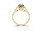 Oval Scalloped Cluster Halo Engagement Ring Setting for a Fancy Green Lab-Grown Diamond | Plain Band | Yellow Gold