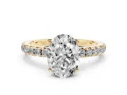 Oval Pave Engagement Ring Setting | Shared Prong Band | Yellow Gold