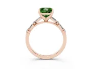 Princess Cut Baguette Side Stone Engagement Ring Setting for a Fancy Green Lab-Grown Diamond | Rose Gold