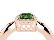 Emerald Cut Halo Engagement Ring Setting for a Fancy Green Lab-Grown Diamond | Plain Tapered Band | Rose Gold