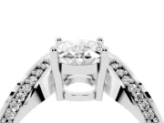 Oval Bypass Solitaire Engagement Ring Setting | Pavé Ribbon | Platinum