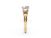 Round Three Stone Engagement Ring Setting | Round Side Stones and Open Baskets | Yellow Gold