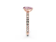 Fancy Pink Pear Cut Diamond Pavé Band Solitaire Set in Rose gold with Prong Setting